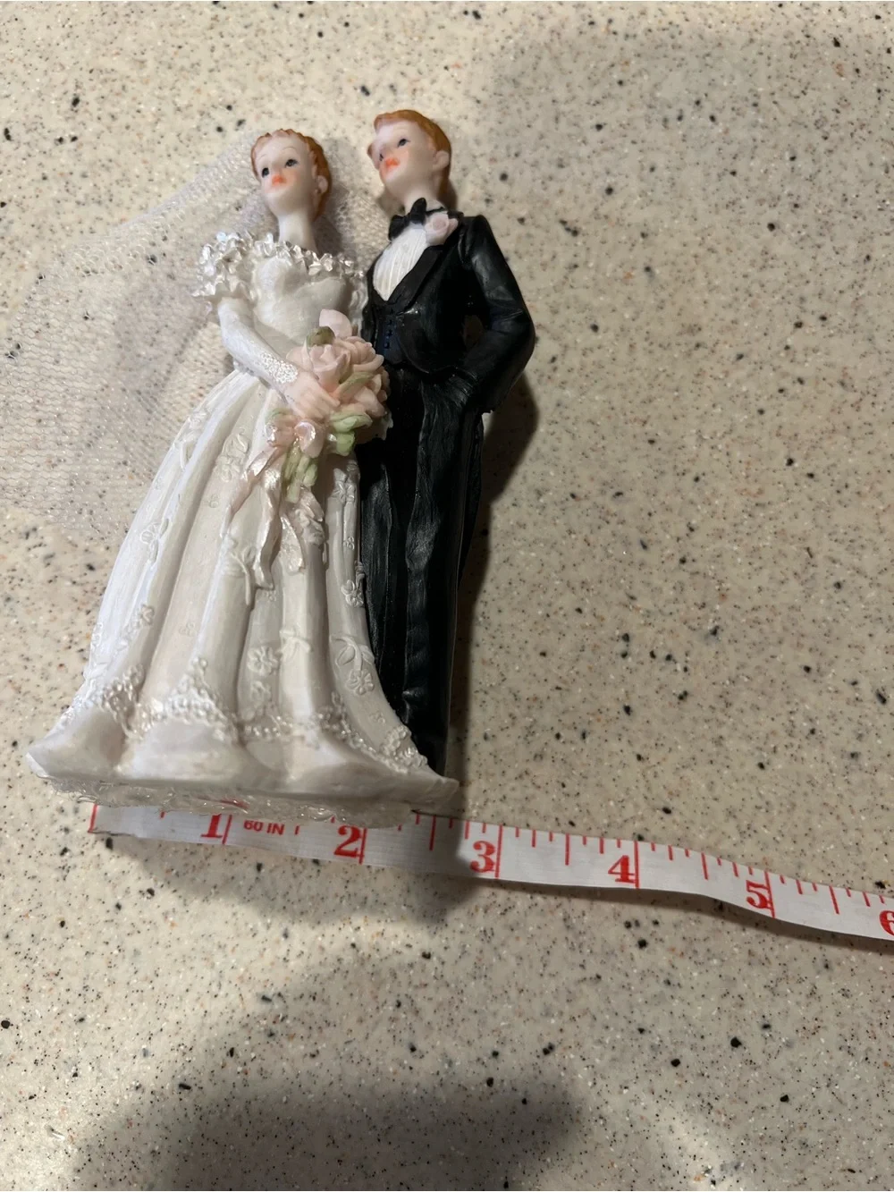 Classic Bride and Groom Wedding Cake Topper - White & Black